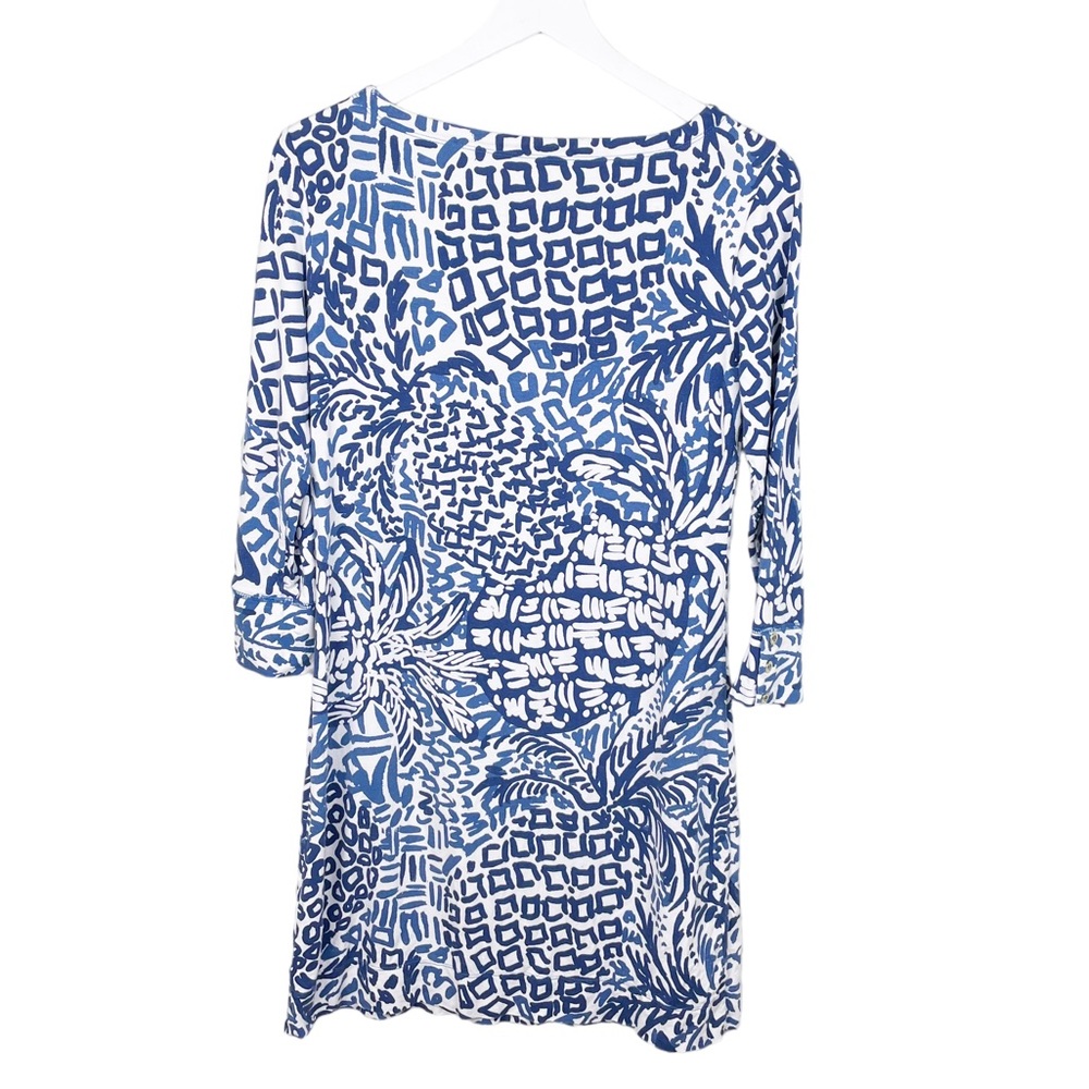 Lilly Pulitzer Sophie Dress Size Medium Indigo Home Slice Blue Pineapple Print - Picture 3 of 9